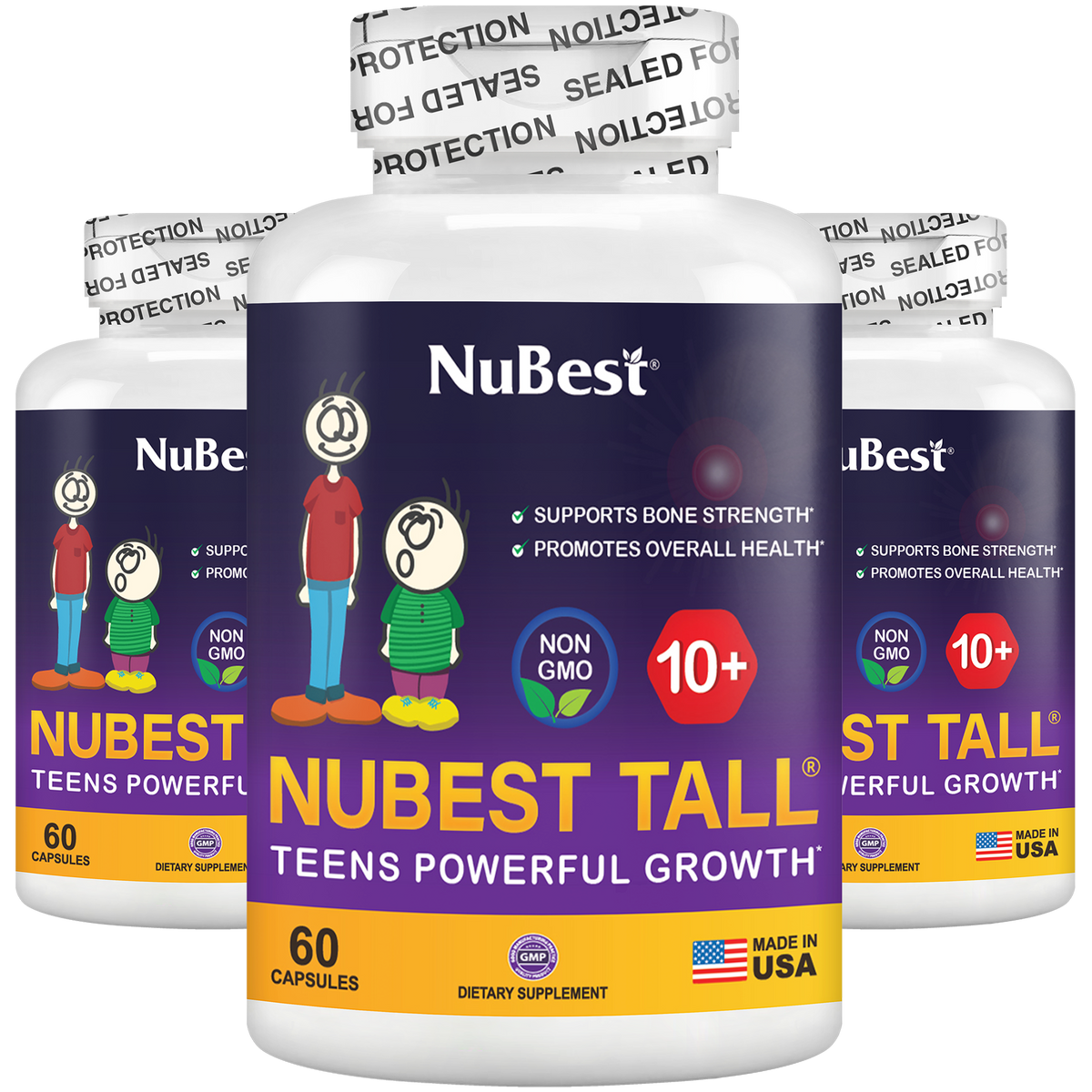 NuBest Tall 10+ Growth Support for Ages 10+ & Teens, 60 Capsules